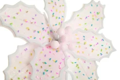 Pale Pink Poinsettia Flower Stem with Multicoloured Sprinkles Christmas Flowers|