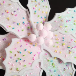 Pale Pink Poinsettia Flower Stem with Multicoloured Sprinkles Christmas Flowers|