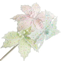 Pale Pink Poinsettia Flower Stem with Multicoloured Sprinkles Christmas Flowers|