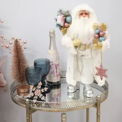 Pastel and White Santa Christmas Ornament Christmas Figurines|