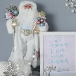 Pastel and White Santa Christmas Ornament Christmas Figurines|