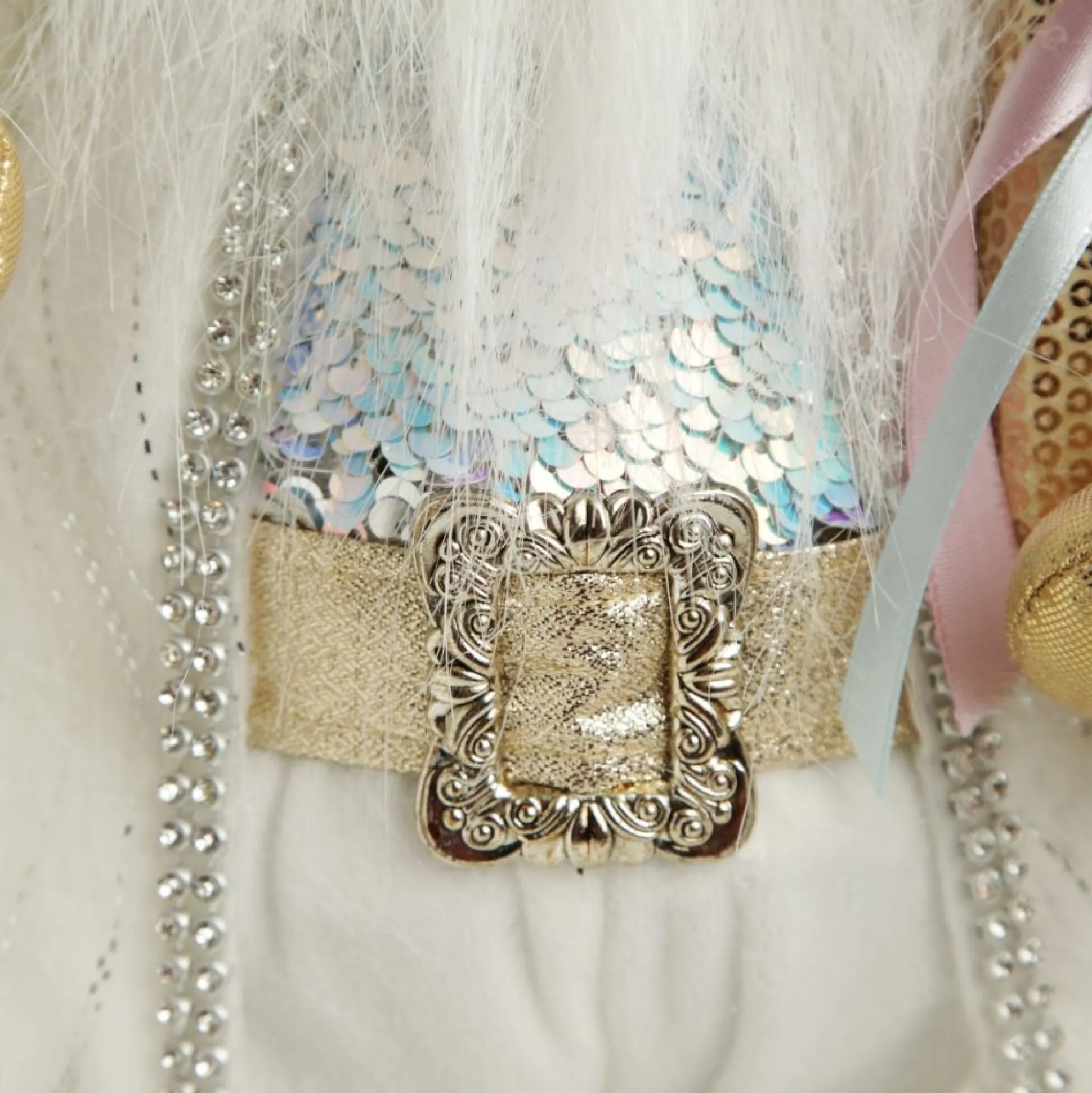 Pastel and White Santa Christmas Ornament Christmas Figurines|