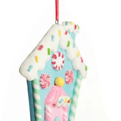Pastel Blue Candy Gingerbread House Tree Decoration Christmas Tree Decorations|