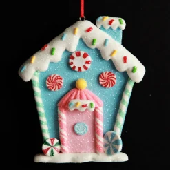 Pastel Blue Candy Gingerbread House Tree Decoration Christmas Tree Decorations|