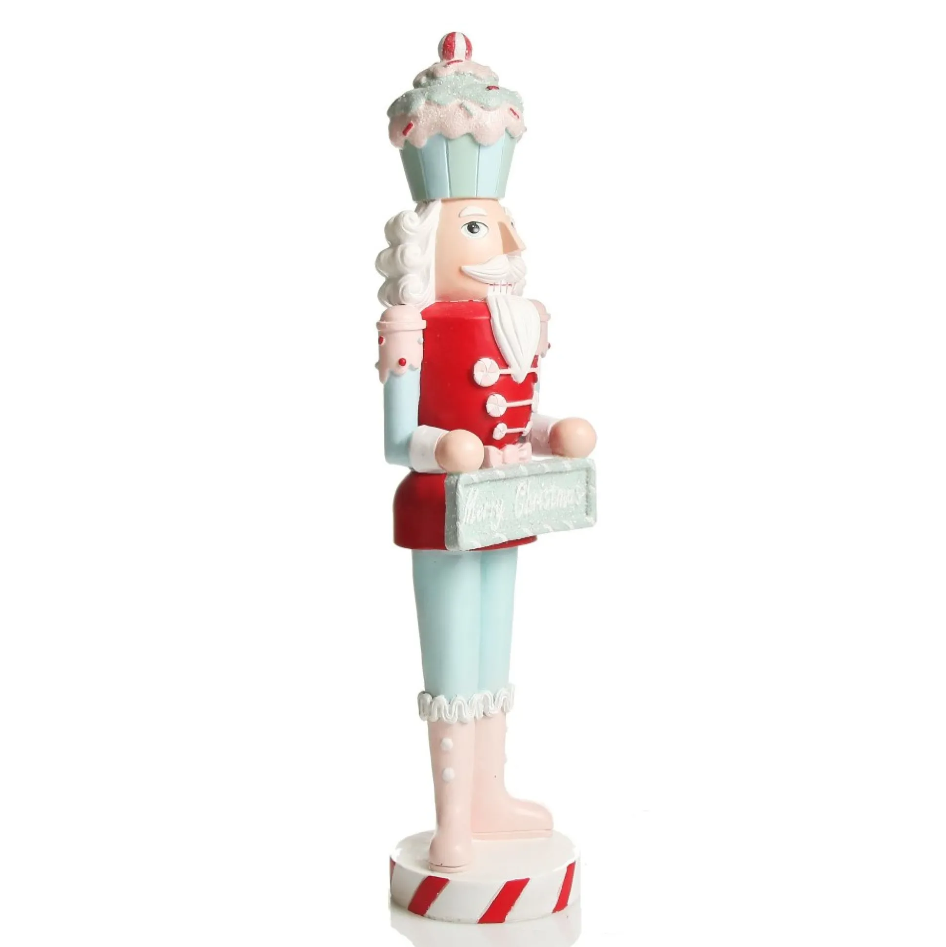 Pastel Nutcracker Ornament holding Merry Christmas Sign Christmas Nutcrackers|