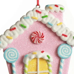 Pastel Pink Candy Gingerbread House Tree Decoration Christmas Tree Decorations|