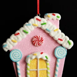 Pastel Pink Candy Gingerbread House Tree Decoration Christmas Tree Decorations|