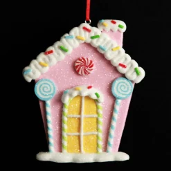 Pastel Pink Candy Gingerbread House Tree Decoration Christmas Tree Decorations|
