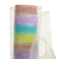 Pastel Stripe Metallic Thread Decomesh Roll Decomesh|
