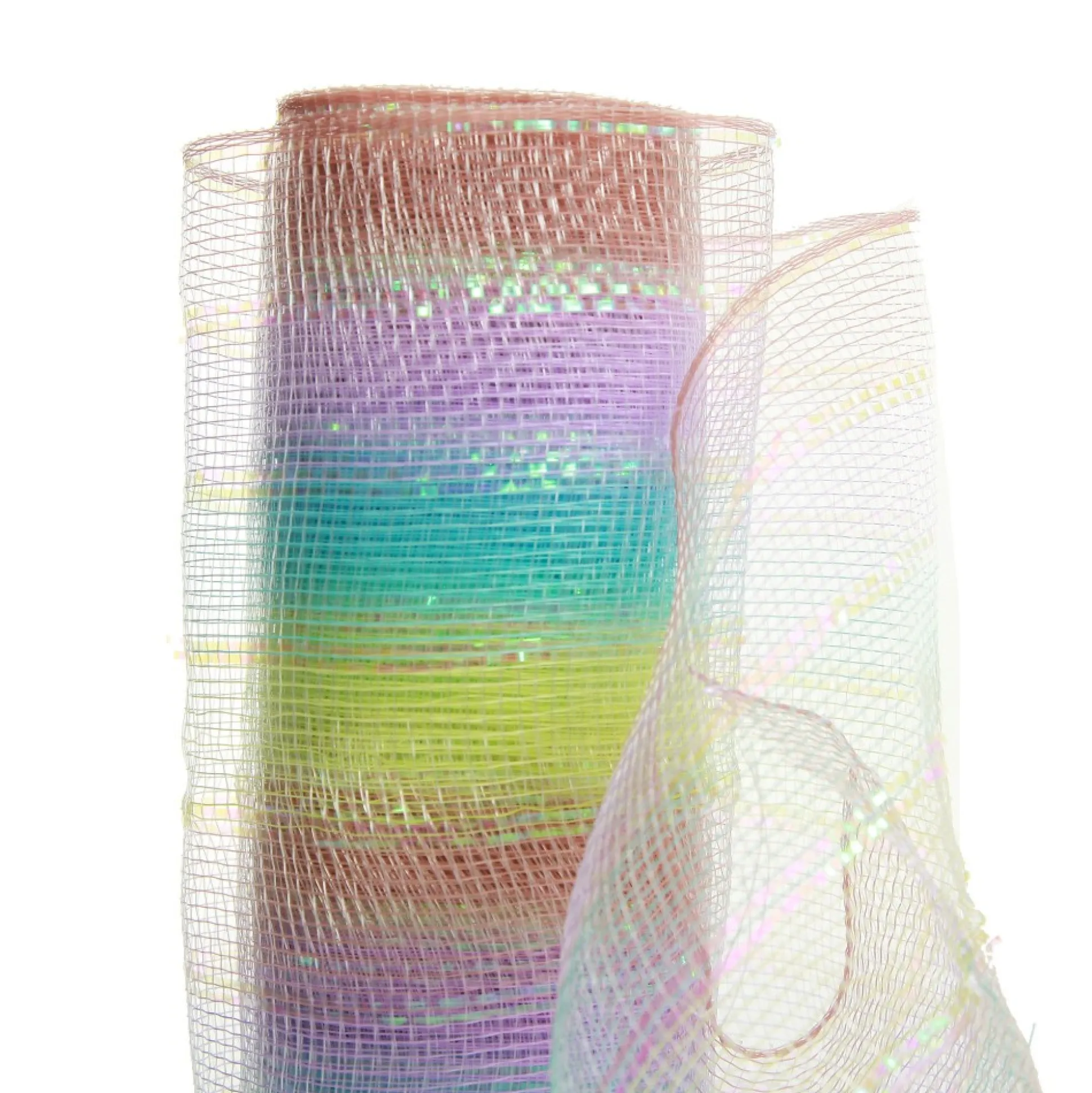 Pastel Stripe Metallic Thread Decomesh Roll Decomesh|