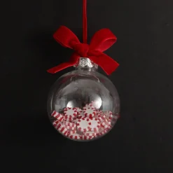 Peppermint Candy Filled Bauble Clear Shatterproof Bauble Decorative Christmas Baubles|