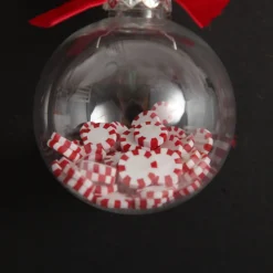 Peppermint Candy Filled Bauble Clear Shatterproof Bauble Decorative Christmas Baubles|