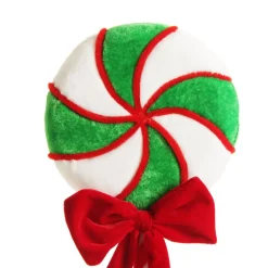 Peppermint Velvet Lollipop in Candy Cane Stripe Topiary Pot Christmas Ornaments|
