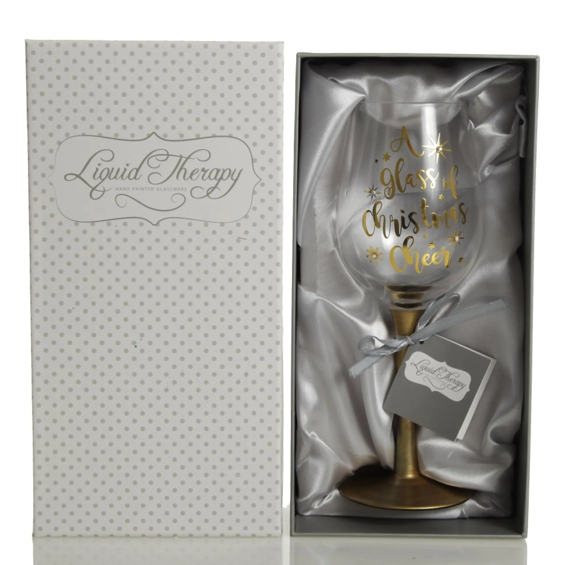 Personalised 'A Glass of Christmas Cheer' Wine Glass Gold Stem Christmas Wine Glasses And Mugs|