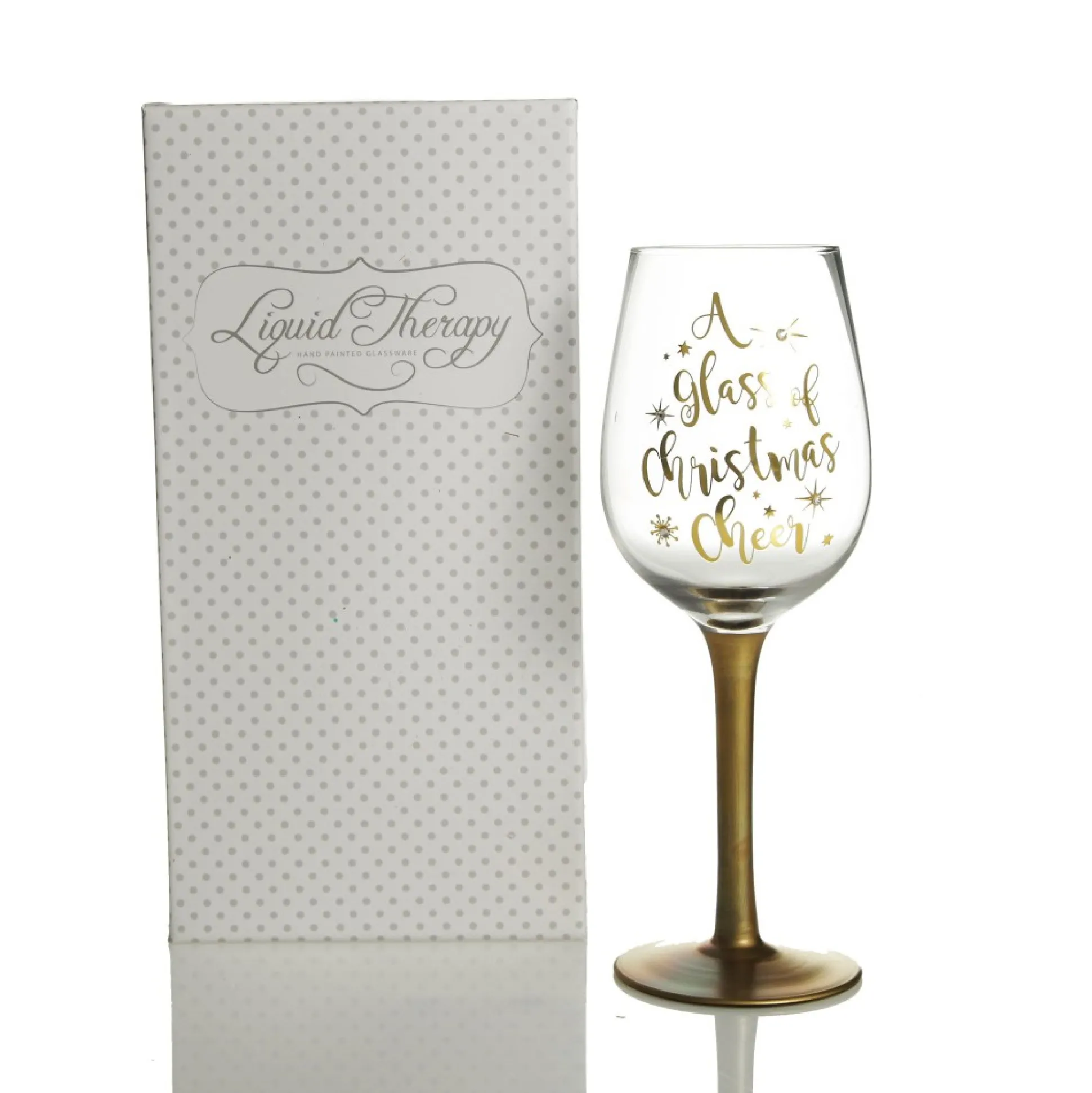 Personalised 'A Glass of Christmas Cheer' Wine Glass Gold Stem Christmas Wine Glasses And Mugs|