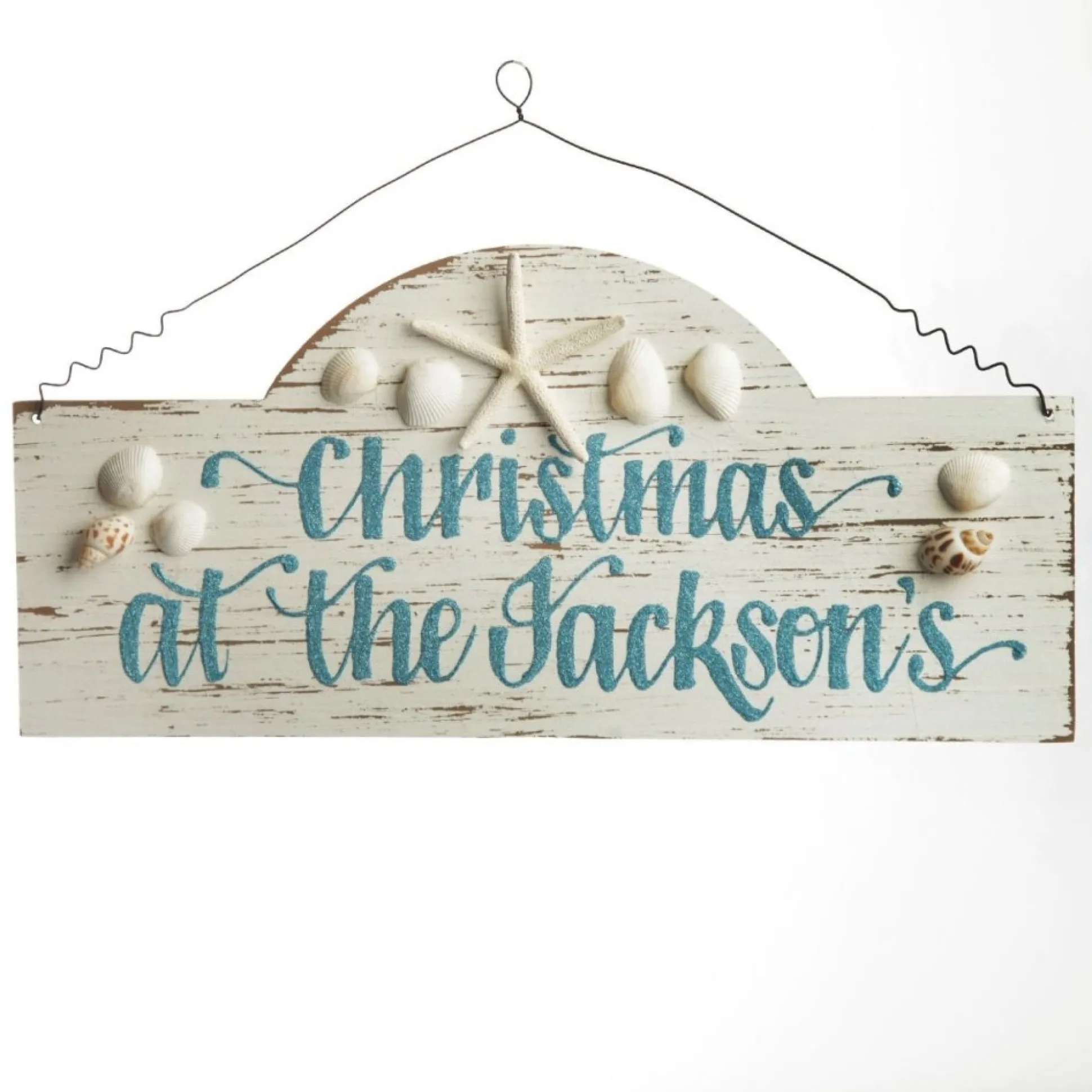 Personalised Arched Beach Christmas Wood Plaque Christmas Plaques|