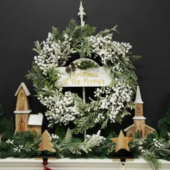 Personalised Arched Country Christmas Wood Plaque with White Berry Christmas Plaques|