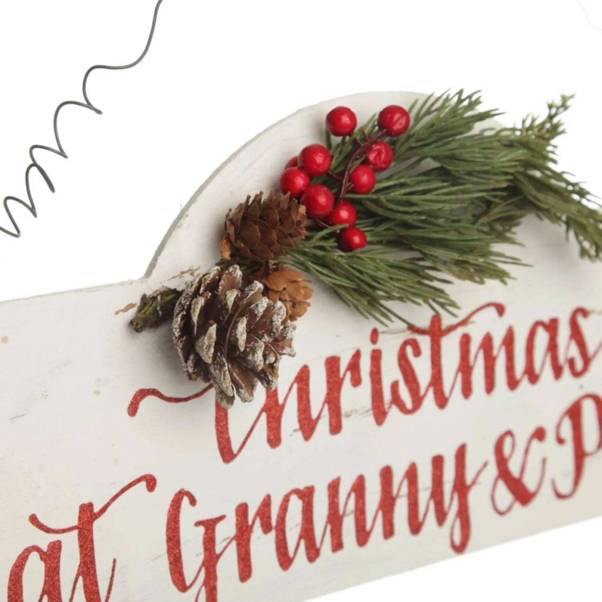 Personalised Arched Country Christmas Wood Plaque with Red Berry Christmas Plaques|