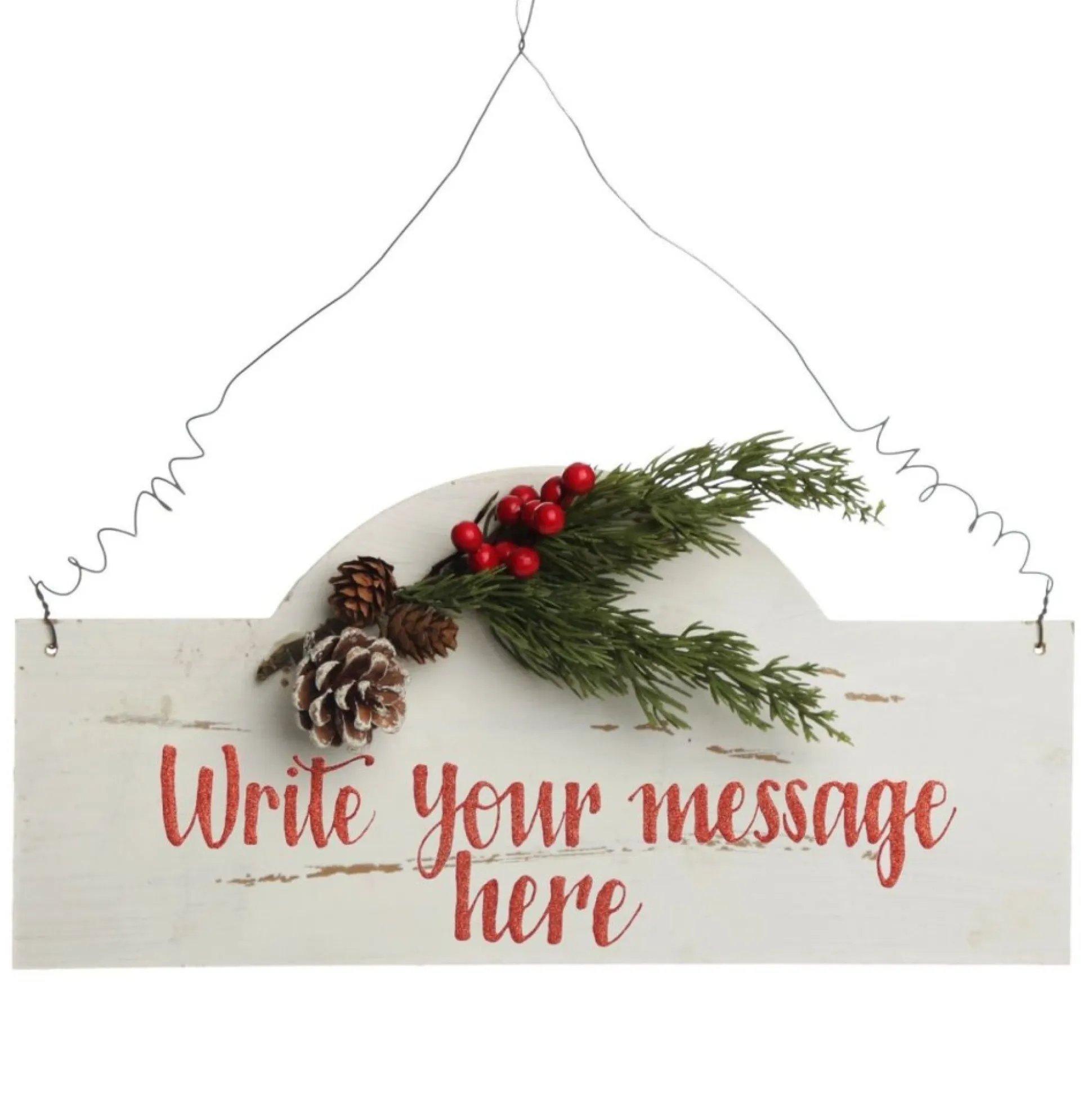 Personalised Arched Country Christmas Wood Plaque with Red Berry Christmas Plaques|