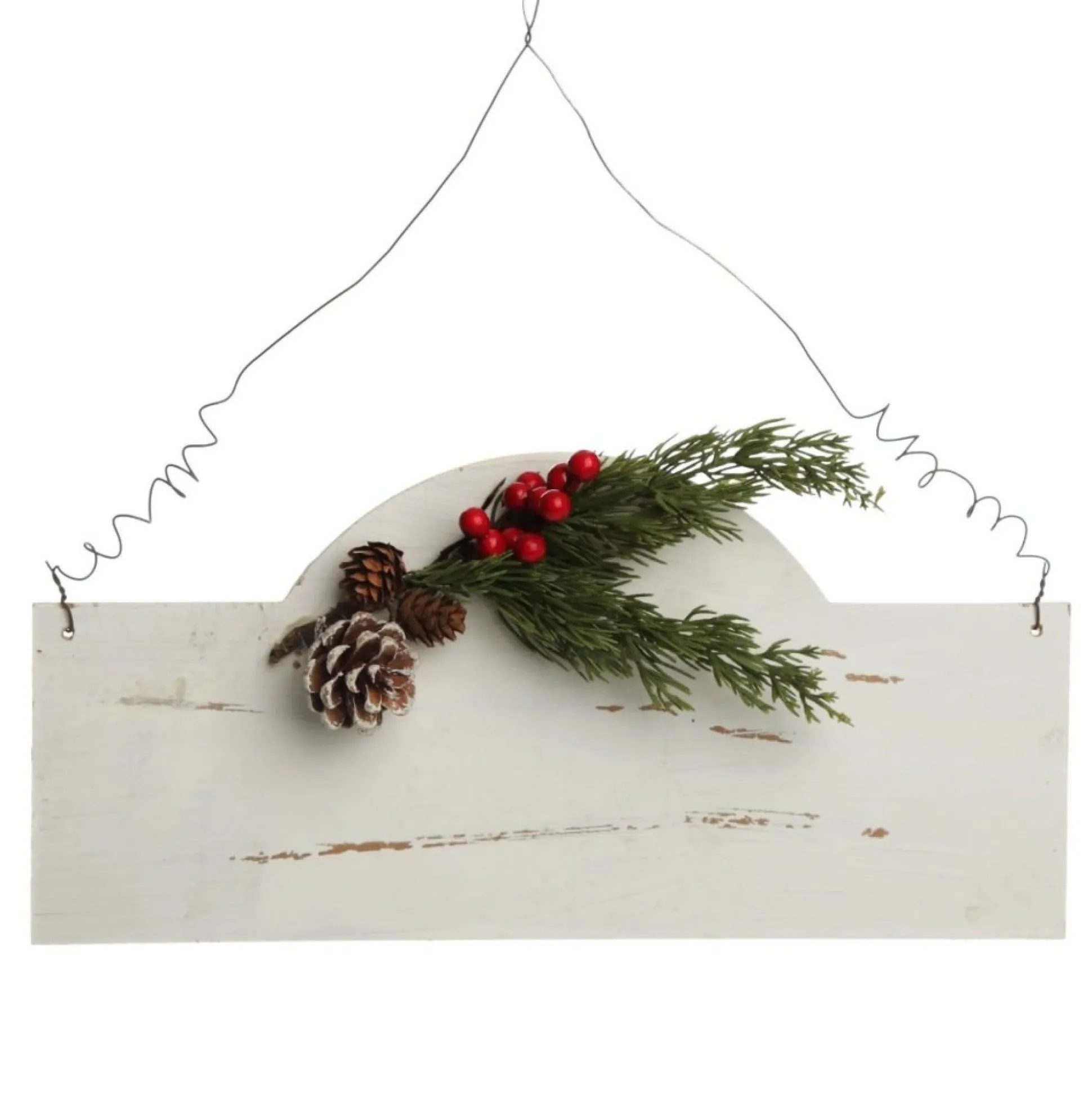 Personalised Arched Country Christmas Wood Plaque with Red Berry Christmas Plaques|