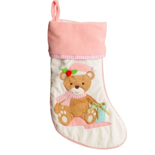 Personalised Baby Pink Teddy Bear Christmas Stocking Personalised Stockings|