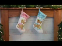 Personalised Baby Pink Teddy Bear Christmas Stocking Personalised Stockings|