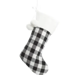 Personalised Black and White Buffalo Check Christmas Stocking Personalised Stockings|