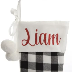 Personalised Black and White Buffalo Check Christmas Stocking Personalised Stockings|