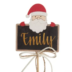 Personalised Blackboard Stake with Peeping Santa Christmas Table Decor|