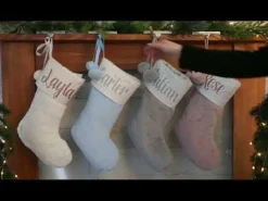 Personalised Blue Fur Christmas Stocking with Pom Poms Personalised Stockings|