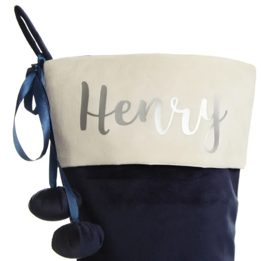 Personalised Blue Velvet Christmas Stocking Personalised Stockings|