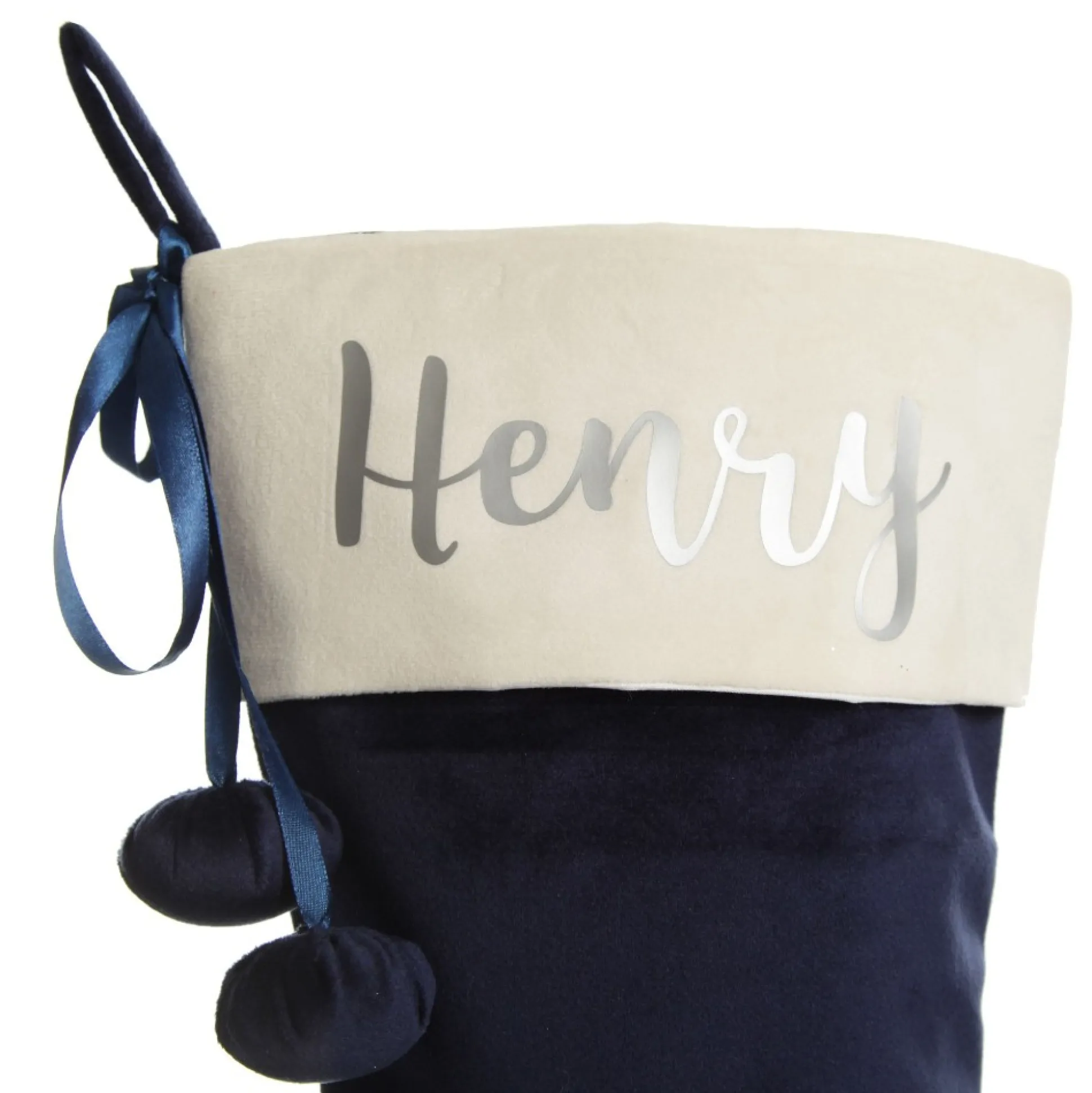 Personalised Blue Velvet Christmas Stocking Personalised Stockings|