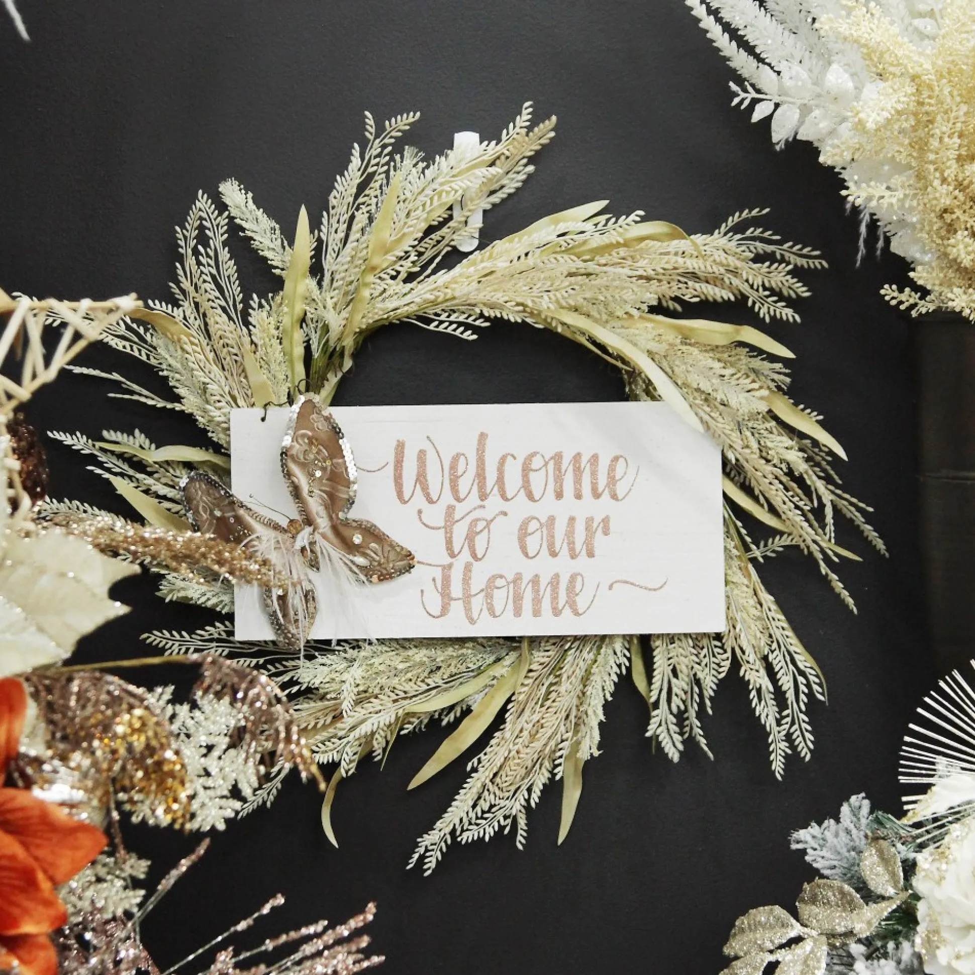 Personalised Boho Butterfly Christmas Wood Plaque Christmas Plaques|