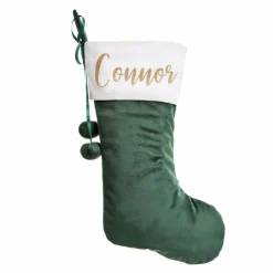 Personalised Bottle Green Velvet Christmas Stocking Personalised Stockings|