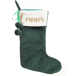 Personalised Bottle Green Velvet Christmas Stocking Personalised Stockings|