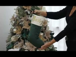 Personalised Bottle Green Velvet Christmas Stocking Personalised Stockings|