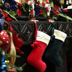 Personalised Bottle Green Velvet Christmas Stocking Personalised Stockings|