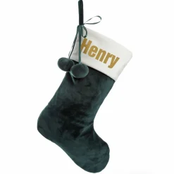 Personalised Bottle Green Velvet Christmas Stocking Personalised Stockings|