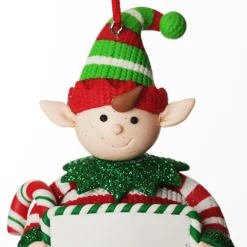 Personalised Boy Elf with Candy Cane Christmas Ornament Christmas Character Baubles|