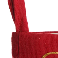 Personalised Burlap and Linen Heart Stocking with Red Trim Personalised Stockings|