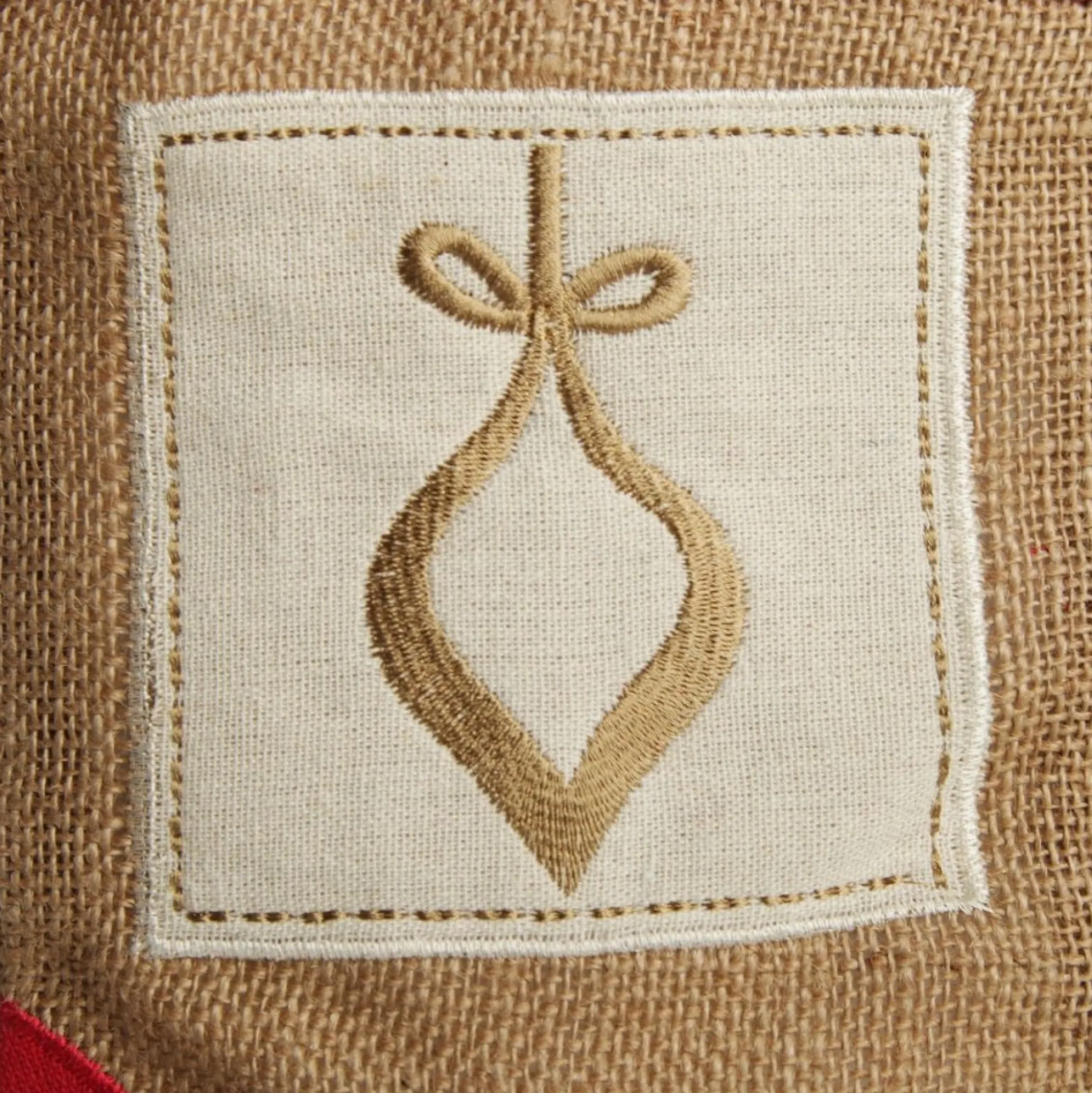Personalised Burlap and Linen Bauble Stocking with Red Trim Personalised Stockings|