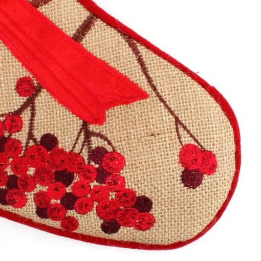 Personalised Burlap Cardinal Bird Christmas Stocking Personalised Stockings|