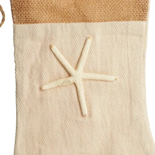 Personalised Burlap Starfish Christmas Stocking Personalised Stockings|
