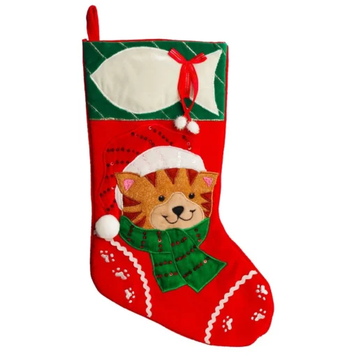 Personalised Cat with Fish Christmas Stocking Personalised Stockings|