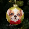 Personalised Chihuahua Dog with Red Bow Tie Lime Christmas Bauble Hand Painted Baubles|