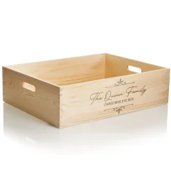 Personalised Christmas Eve Wooden Crate - Scroll Design Christmas Eve Keepsake Boxes|