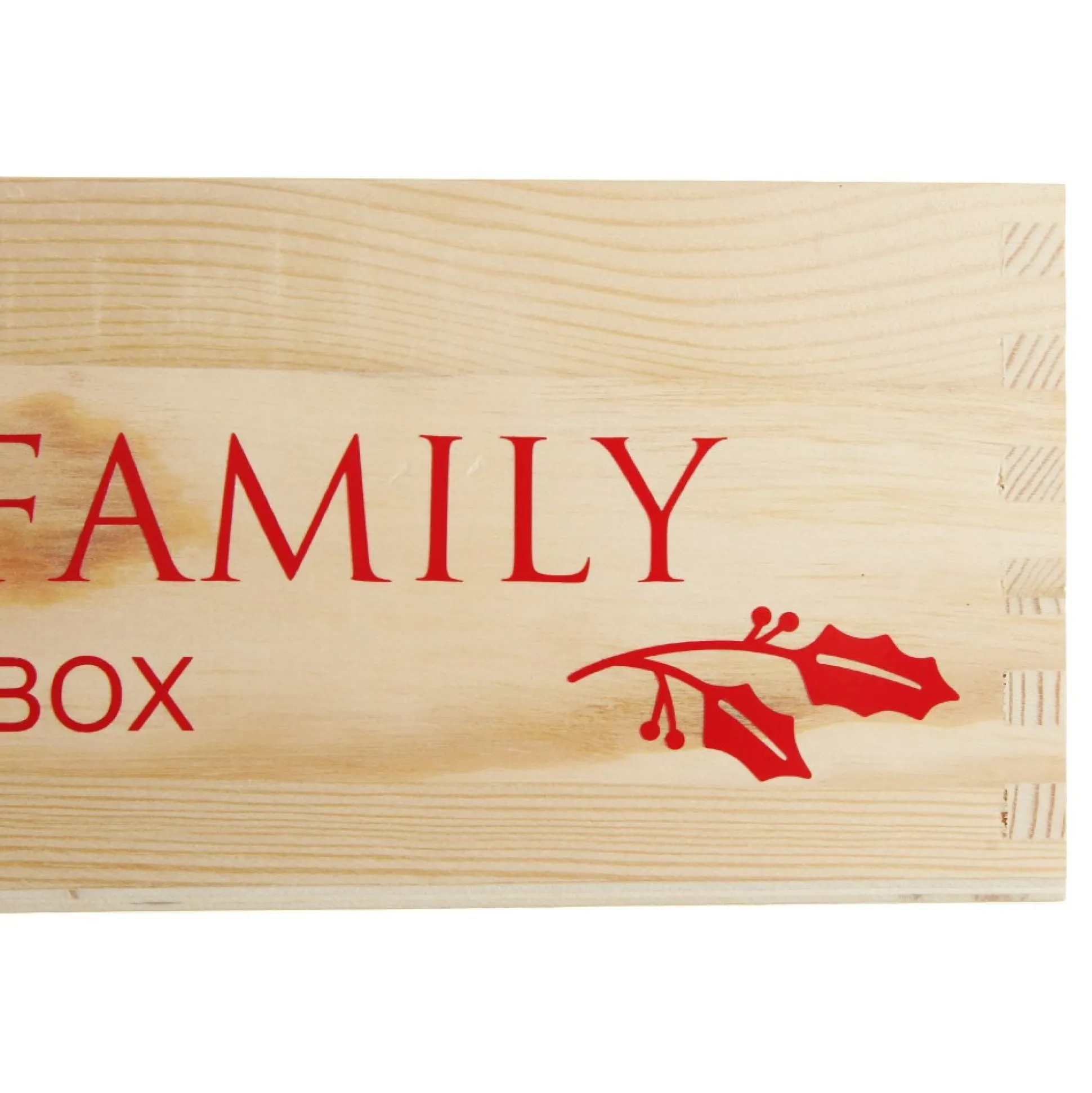 Personalised Christmas Eve Wooden Crate - Holly Design Christmas Eve Keepsake Boxes|
