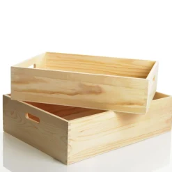 Personalised Christmas Eve Wooden Crate - Holly Design Christmas Eve Keepsake Boxes|