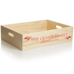 Personalised Christmas Eve Wooden Crate - Holly Design Christmas Eve Keepsake Boxes|