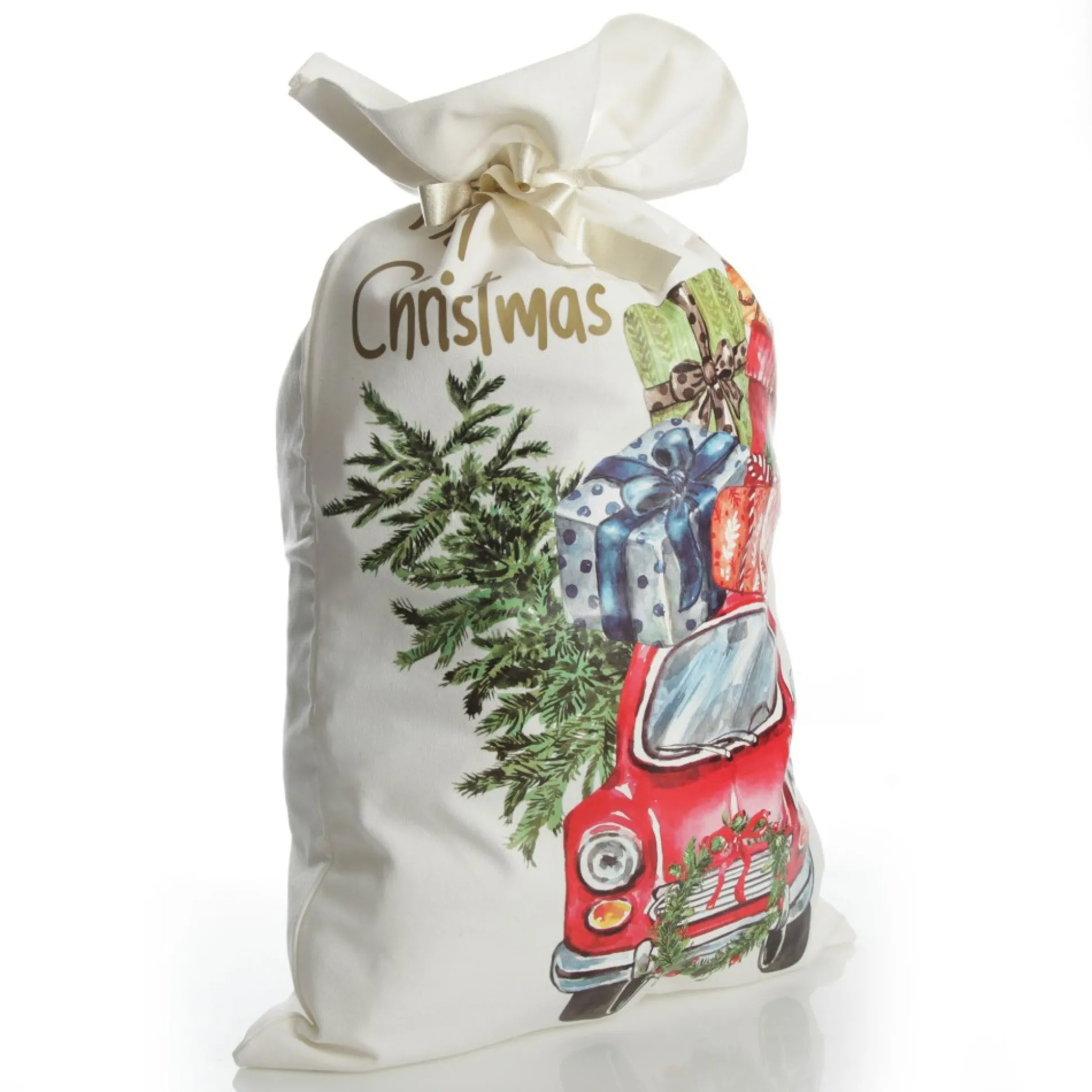 Personalised Christmas Vintage Car Santa Sack Personalised Santa Sacks|